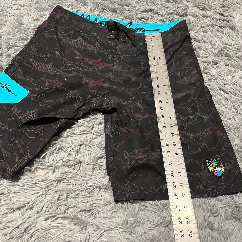 New with Tags Maui and Sons Shark Board Shorts Swim Retro Men’s 34 - Picture 6 of 11
